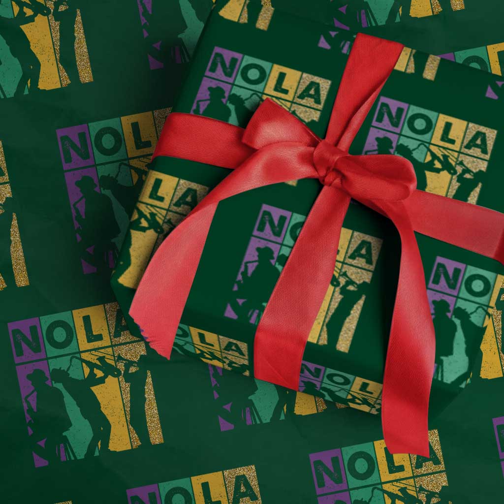 Mardi Gras NOLA New Orleans Carnival Jazz Music Glitter Print Wrapping Paper Roll TS11 Green Print Your Wear