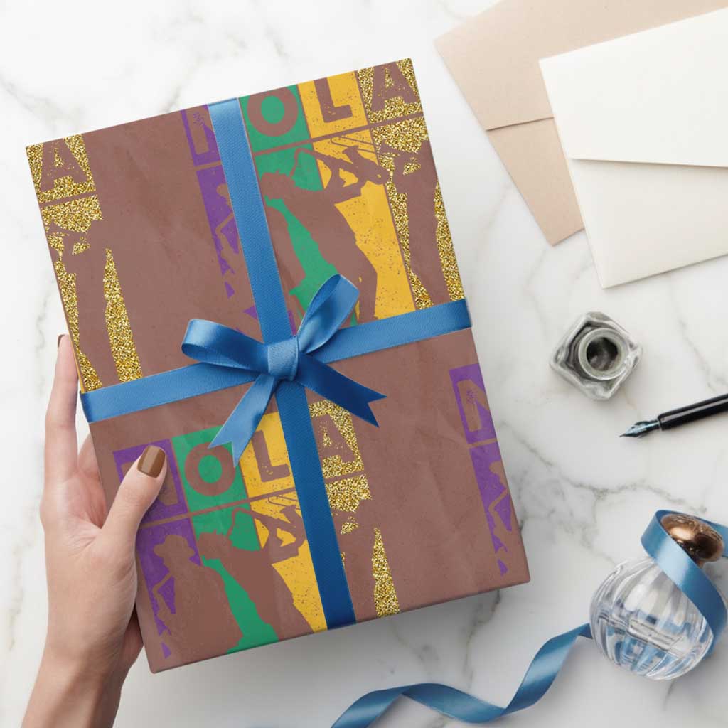 Mardi Gras NOLA New Orleans Carnival Jazz Music Glitter Print Wrapping Paper Roll TS11 Mocha Print Your Wear