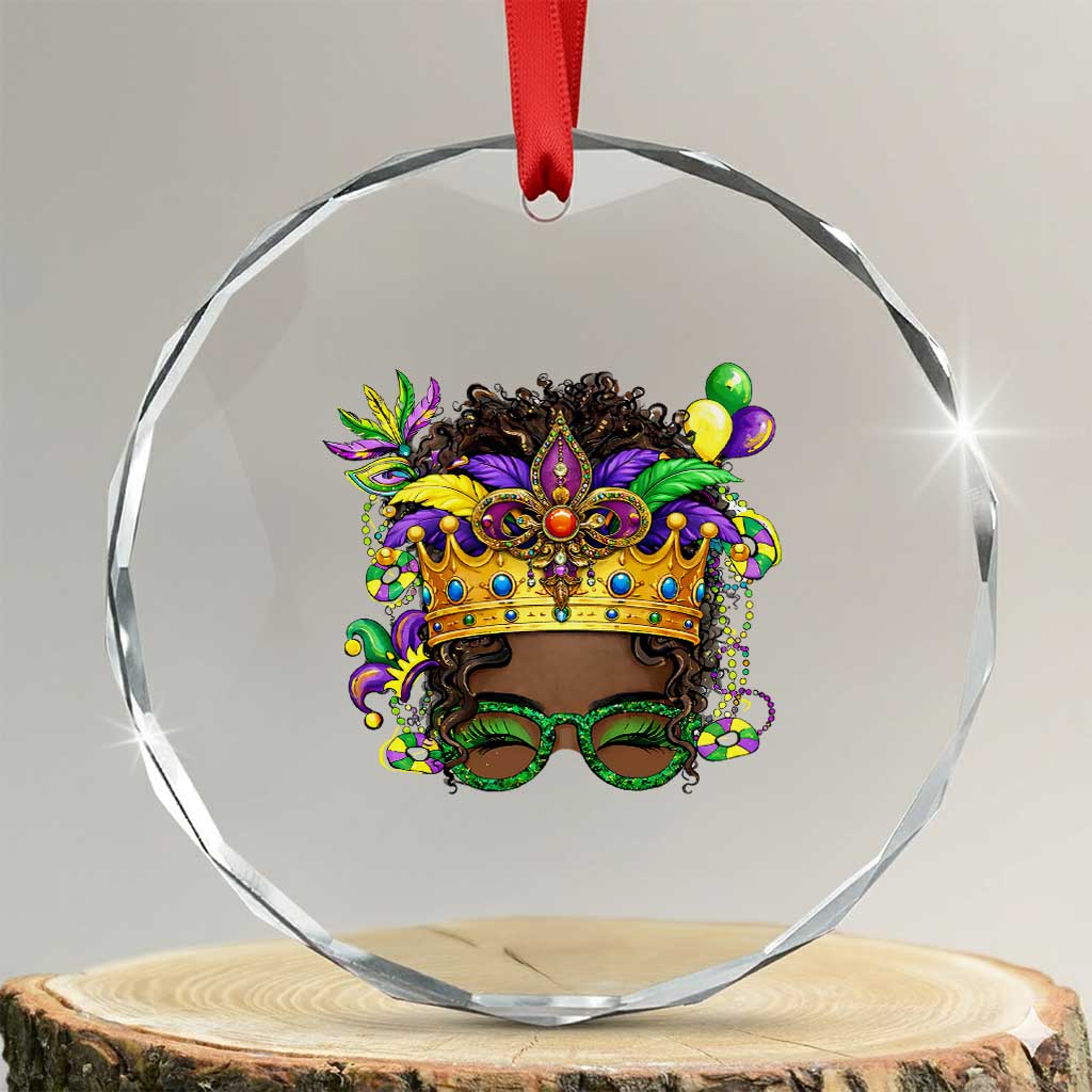 Mardi Gras Queen Crystal Glass Ornament Messy Pun Carnival Party TS14 Transparent Glass 3'' Circle Print Your Wear
