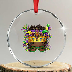 Mardi Gras Queen Crystal Glass Ornament Messy Pun Carnival Party TS14 Transparent Glass 3'' Circle Print Your Wear