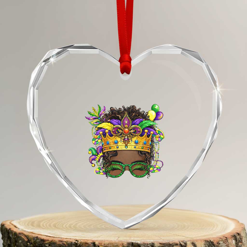 Mardi Gras Queen Heart Crystal Glass Ornament Messy Pun Carnival Party TS14 Transparent Glass 3'' Heart Print Your Wear