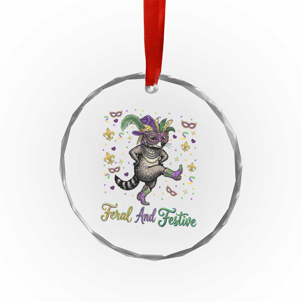 Mardi Gras Raccoon Crystal Glass Ornament Feral And Festive TS14 Print Your Wear