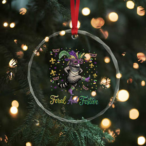 Mardi Gras Raccoon Crystal Glass Ornament Feral And Festive TS14 Print Your Wear