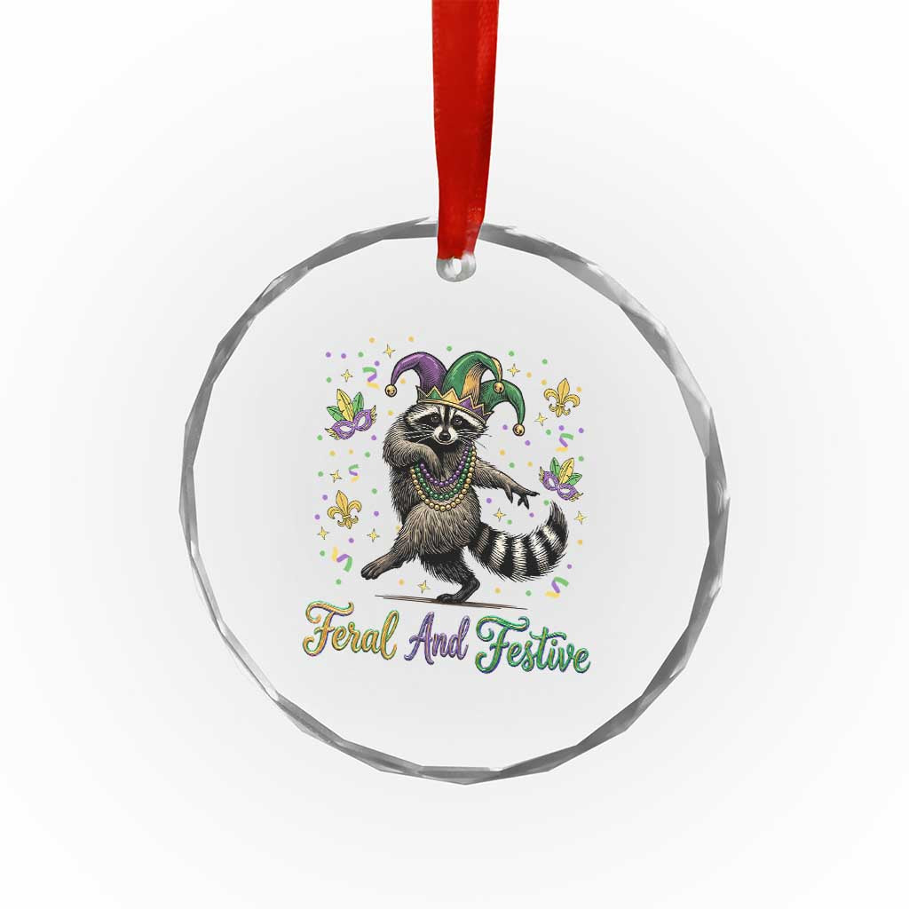 Mardi Gras Raccoon Crystal Glass Ornament Feral And Festive Trased Panda TS14 Print Your Wear