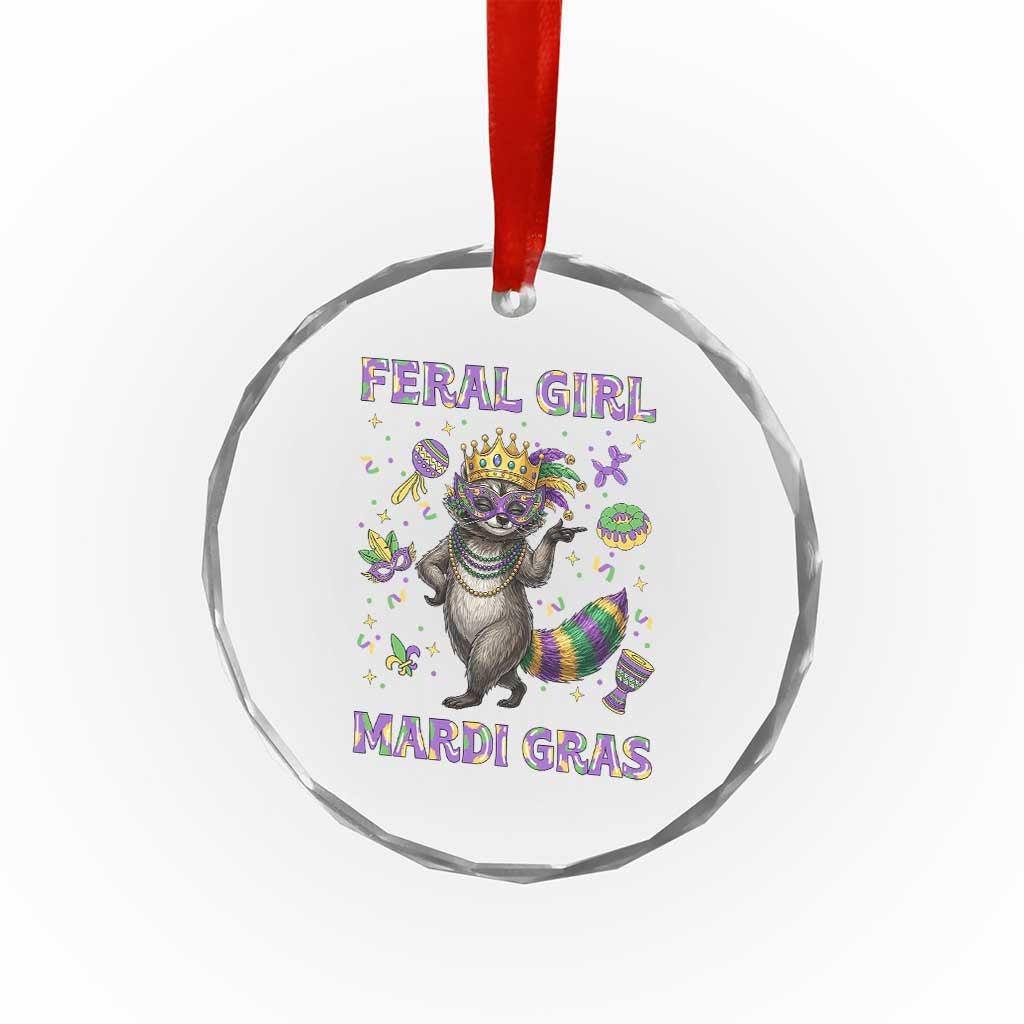 Mardi Gras Raccoon Crystal Glass Ornament Feral Girl Mardi Gras TS14 Print Your Wear