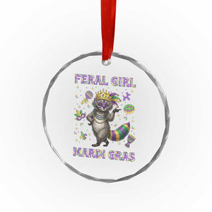 Mardi Gras Raccoon Crystal Glass Ornament Feral Girl Mardi Gras TS14 Print Your Wear