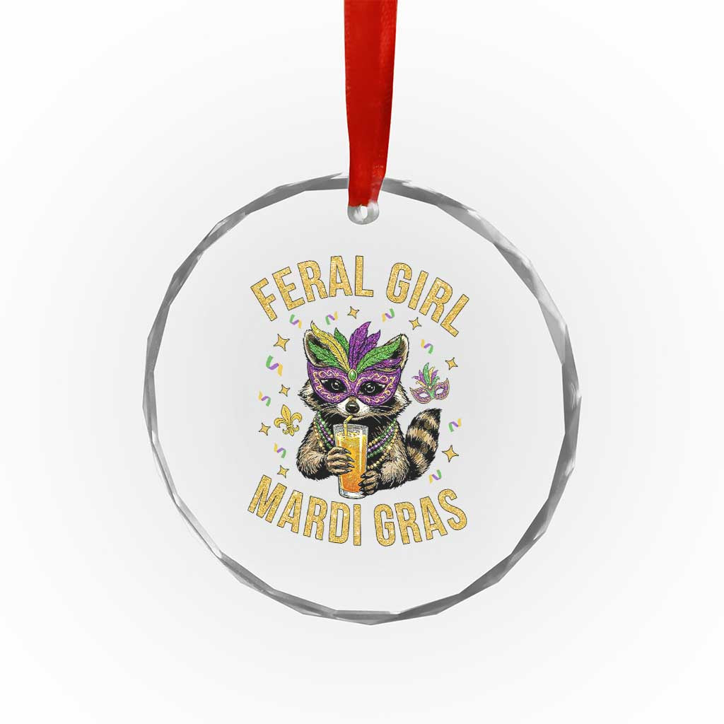 Mardi Gras Raccoon Crystal Glass Ornament Feral Girl Mardi Gras Trash Panda TS14 Print Your Wear