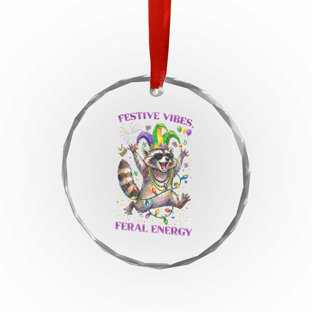 Mardi Gras Raccoon Crystal Glass Ornament Festive Vibes Feral Energy TS14 Print Your Wear