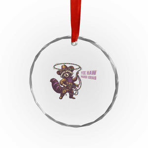 Mardi Gras Raccoon Crystal Glass Ornament Yee Haw Cowboy Mardi Gras Carnival Trendy Meme TS14 Print Your Wear