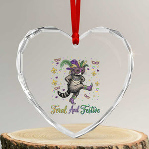 Mardi Gras Raccoon Heart Crystal Glass Ornament Feral And Festive TS14 Transparent Glass 3'' Heart Print Your Wear