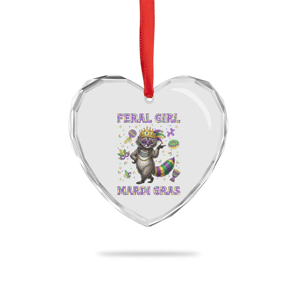 Mardi Gras Raccoon Heart Crystal Glass Ornament Feral Girl Mardi Gras TS14 Print Your Wear