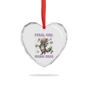 Mardi Gras Raccoon Heart Crystal Glass Ornament Feral Girl Mardi Gras TS14 Print Your Wear