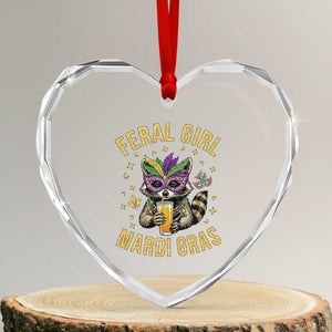 Mardi Gras Raccoon Heart Crystal Glass Ornament Feral Girl Mardi Gras Trash Panda TS14 Transparent Glass 3'' Heart Print Your Wear