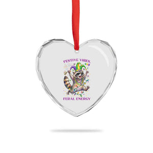 Mardi Gras Raccoon Heart Crystal Glass Ornament Festive Vibes Feral Energy TS14 Print Your Wear