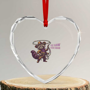 Mardi Gras Raccoon Heart Crystal Glass Ornament Yee Haw Cowboy Mardi Gras Carnival Trendy Meme TS14 Transparent Glass 3'' Heart Print Your Wear