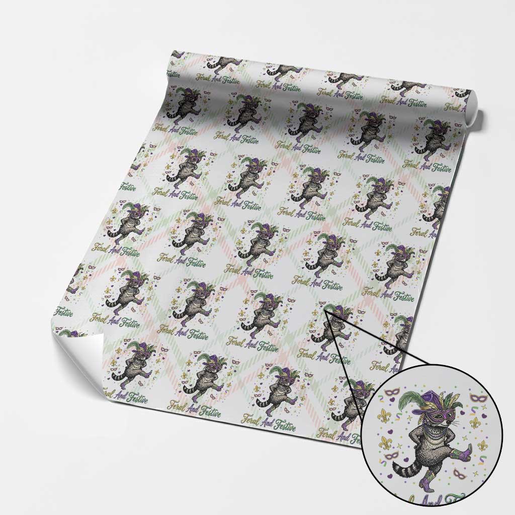 Mardi Gras Raccoon Wrapping Paper Roll Feral And Festive TS14 Christmas Plaid Print Your Wear
