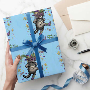 Mardi Gras Raccoon Wrapping Paper Roll Feral And Festive TS14 Light Blue Print Your Wear