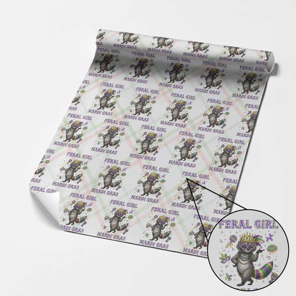 Mardi Gras Raccoon Wrapping Paper Roll Feral Girl Mardi Gras TS14 Christmas Plaid Print Your Wear