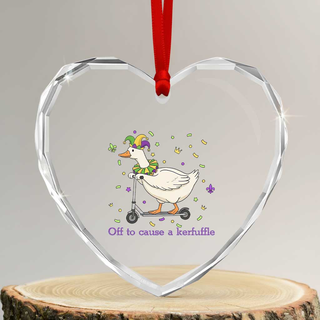 Mardi Gras Silly Goose Heart Crystal Glass Ornament Off To Cause A Kerfuffle TS14 Transparent Glass 3'' Heart Print Your Wear