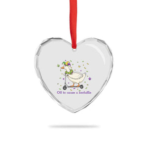 Mardi Gras Silly Goose Heart Crystal Glass Ornament Off To Cause A Kerfuffle TS14 Print Your Wear