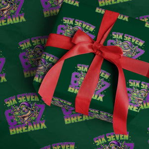 Mardi Gras Six Seven Breaux Wrapping Paper Roll Funny Mardigator Alligator 6 7 Meme TS11 Green Print Your Wear