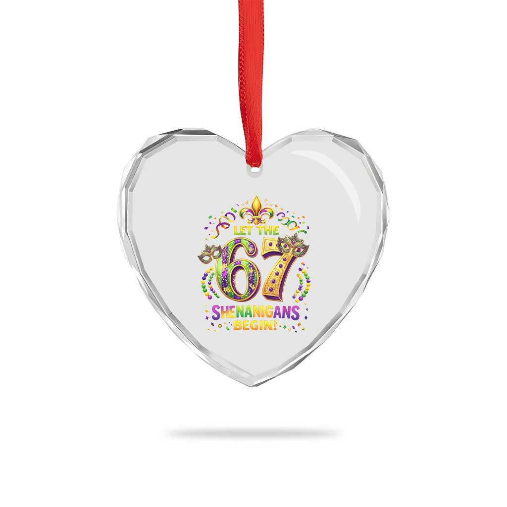 Mardi Gras Six Seven Heart Crystal Glass Ornament Let The 67 Shenanigans Begin TS12 Print Your Wear