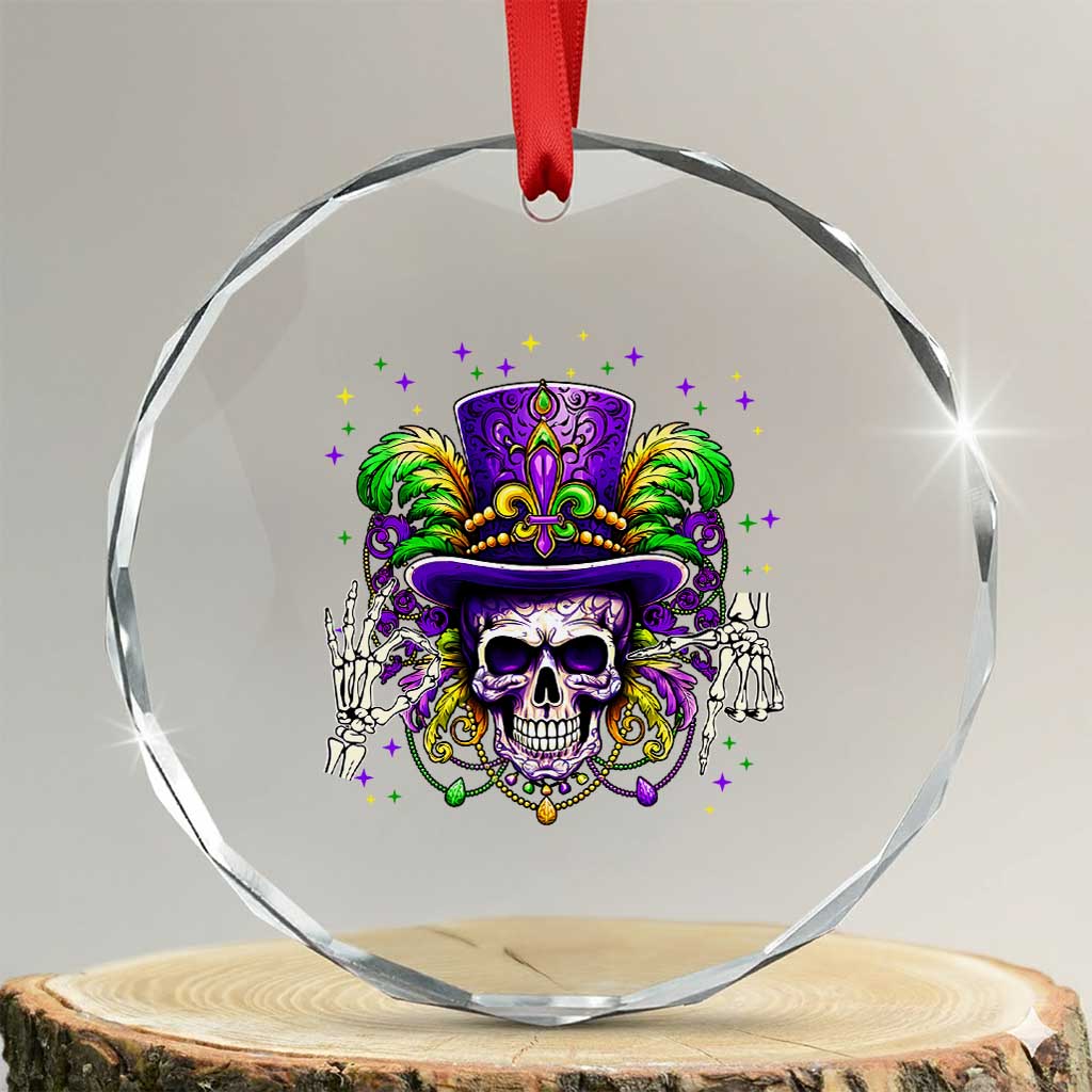 Mardi Gras Skull 67 Six Seven Meme New Orleans Witch Doctor Voodoo Crystal Glass Ornament TS11 Transparent Glass 3'' Circle Print Your Wear