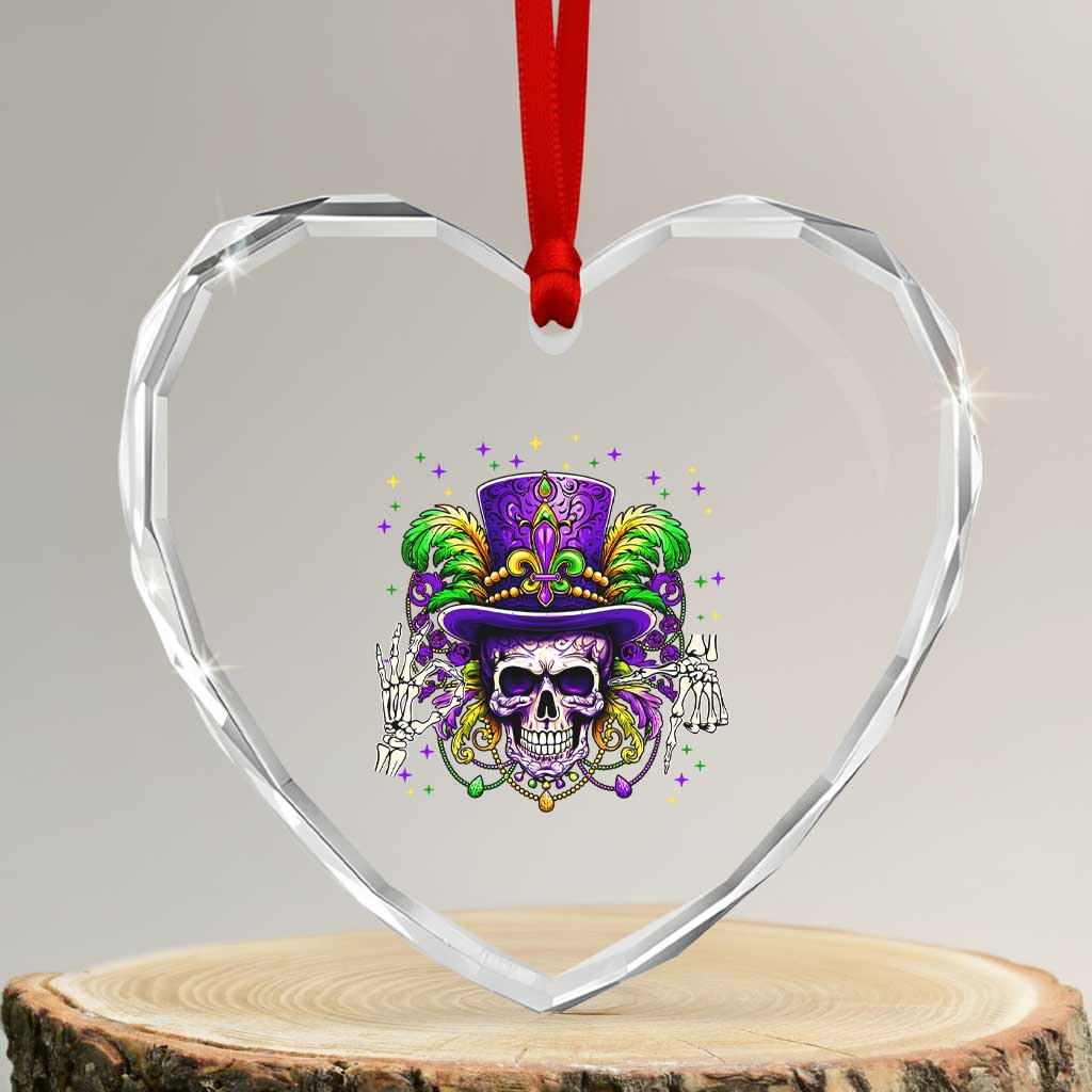 Mardi Gras Skull 67 Six Seven Meme New Orleans Witch Doctor Voodoo Heart Crystal Glass Ornament TS11 Transparent Glass 3'' Heart Print Your Wear