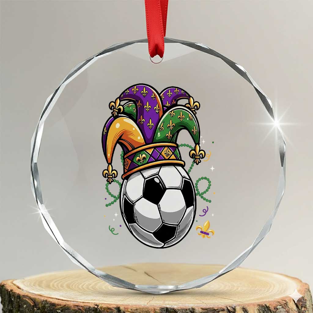 Mardi Gras Soccer Ball Crystal Glass Ornament Funny Louisiana Carnival Sports Gift TS12 Transparent Glass 3'' Circle Print Your Wear