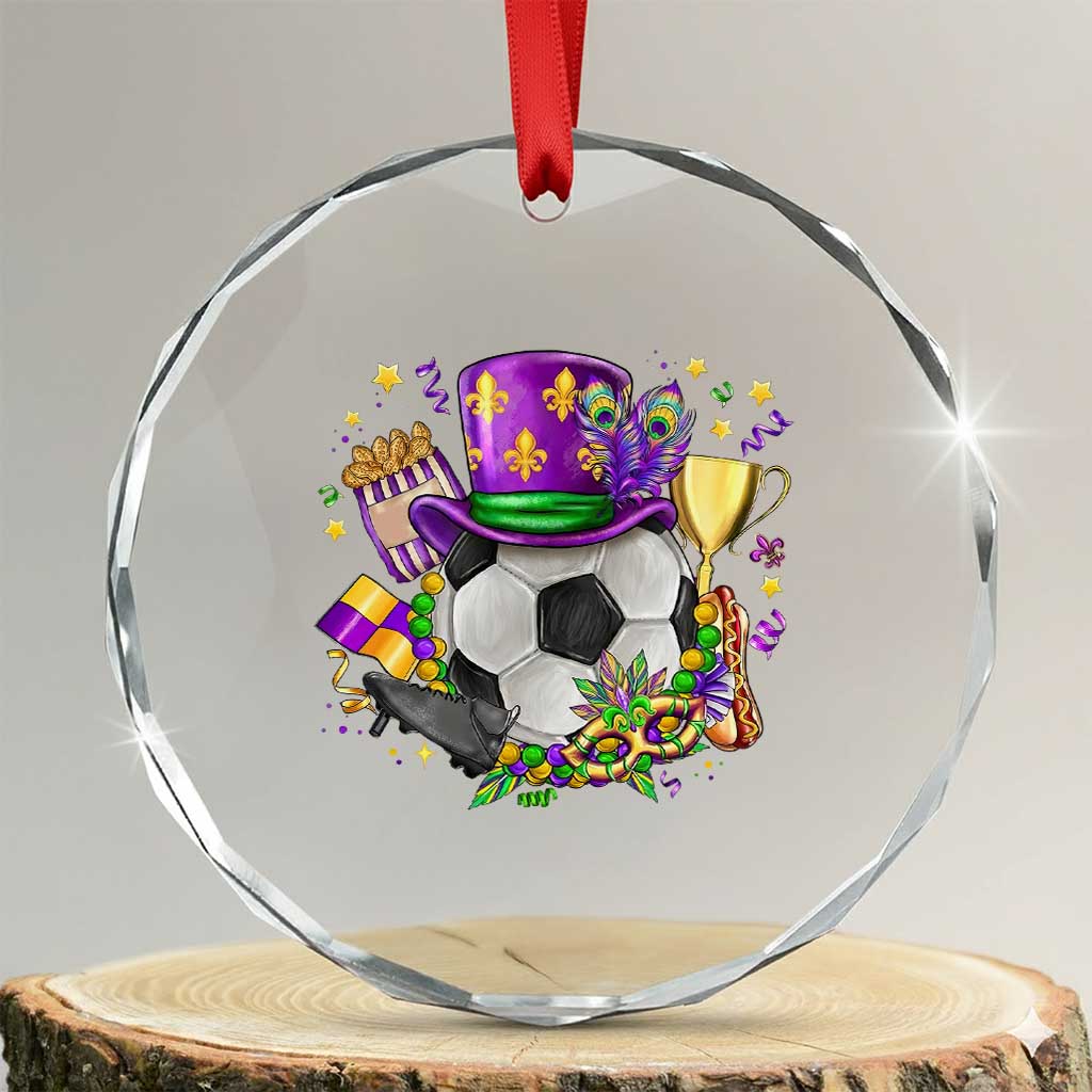 Mardi Gras Soccer Ball Crystal Glass Ornament Funny Soccer Player Gift TS12 Transparent Glass 3'' Circle Print Your Wear