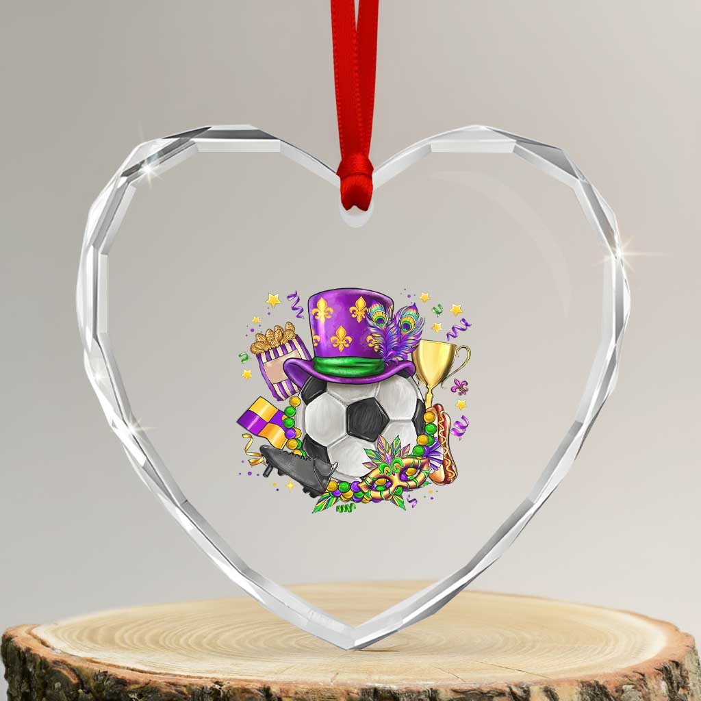 Mardi Gras Soccer Ball Heart Crystal Glass Ornament Funny Soccer Player Gift TS12 Transparent Glass 3'' Heart Print Your Wear