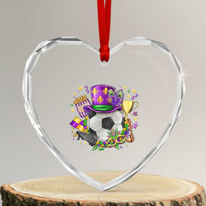 Mardi Gras Soccer Ball Heart Crystal Glass Ornament Funny Soccer Player Gift TS12 Transparent Glass 3'' Heart Print Your Wear