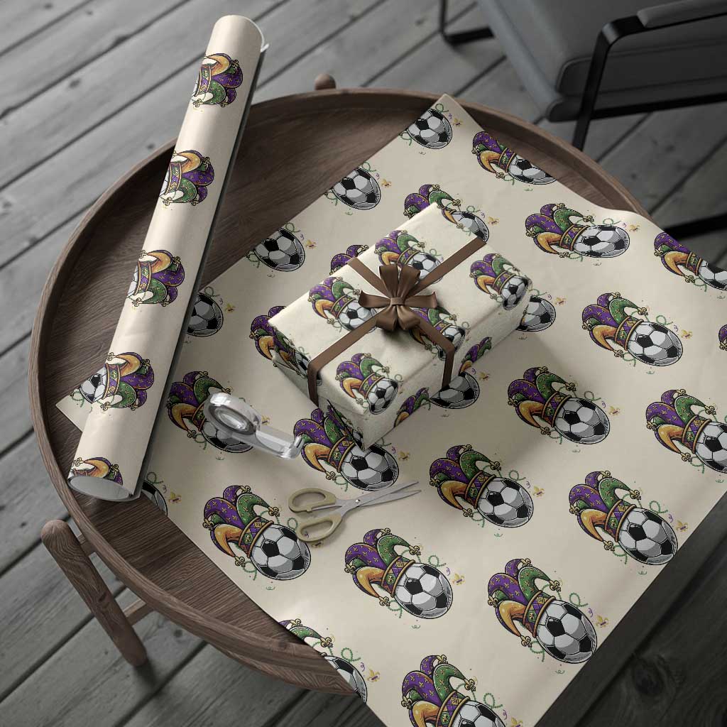 Mardi Gras Soccer Ball Wrapping Paper Roll Funny Louisiana Carnival Sports Gift TS12 Beige Print Your Wear