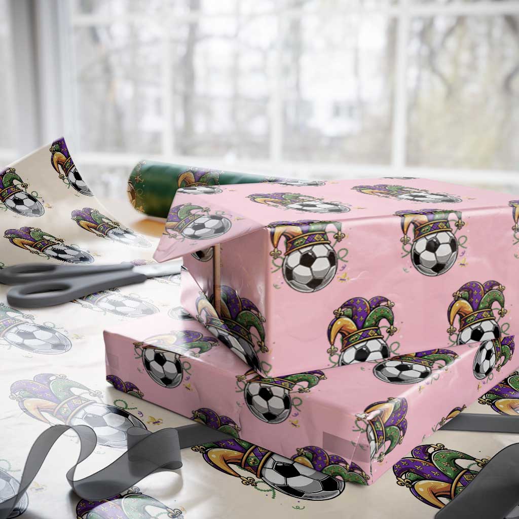 Mardi Gras Soccer Ball Wrapping Paper Roll Funny Louisiana Carnival Sports Gift TS12 Light Pink Print Your Wear