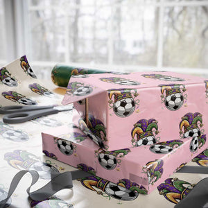 Mardi Gras Soccer Ball Wrapping Paper Roll Funny Louisiana Carnival Sports Gift TS12 Light Pink Print Your Wear