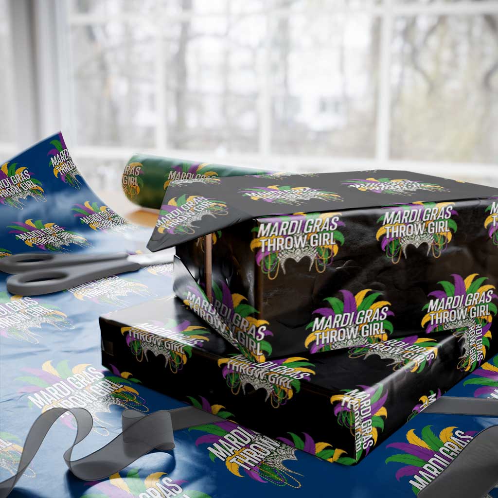 Mardi Gras Throw Girl Wrapping Paper Roll Funny New Orleans Carnival Headdress Beads TS11 Black Print Your Wear