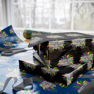 Mardi Gras Throw Girl Wrapping Paper Roll Funny New Orleans Carnival Headdress Beads TS11 Black Print Your Wear