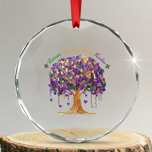 Mardi Gras Tree Brushstroke Graphic Crystal Glass Ornament Laissez Les Bon Temps Rouler TS11 Transparent Glass 3'' Circle Print Your Wear