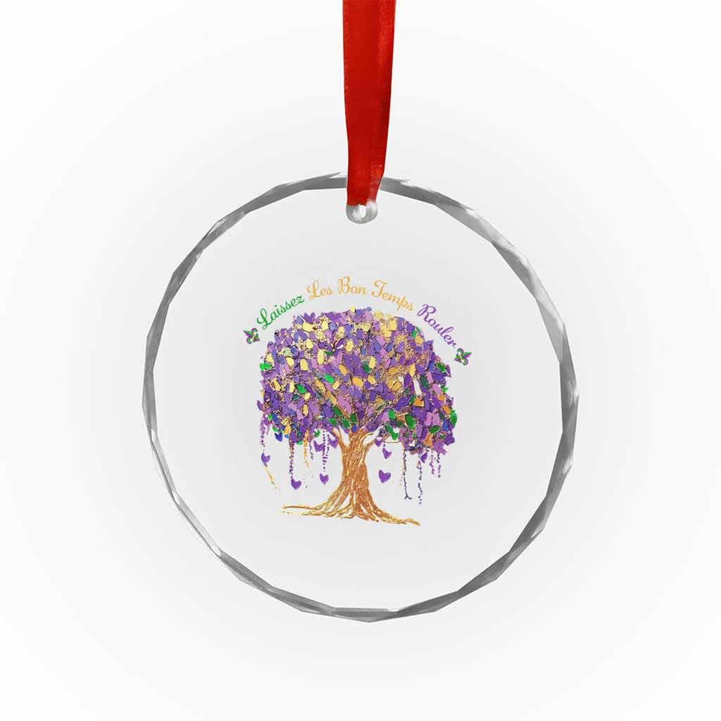 Mardi Gras Tree Brushstroke Graphic Crystal Glass Ornament Laissez Les Bon Temps Rouler TS11 Print Your Wear