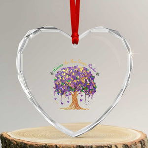 Mardi Gras Tree Brushstroke Graphic Heart Crystal Glass Ornament Laissez Les Bon Temps Rouler TS11 Transparent Glass 3'' Heart Print Your Wear