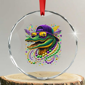 Mardigator Mardi Gras Alligator Carnival Beads Crystal Glass Ornament TS11 Transparent Glass 3'' Circle Print Your Wear