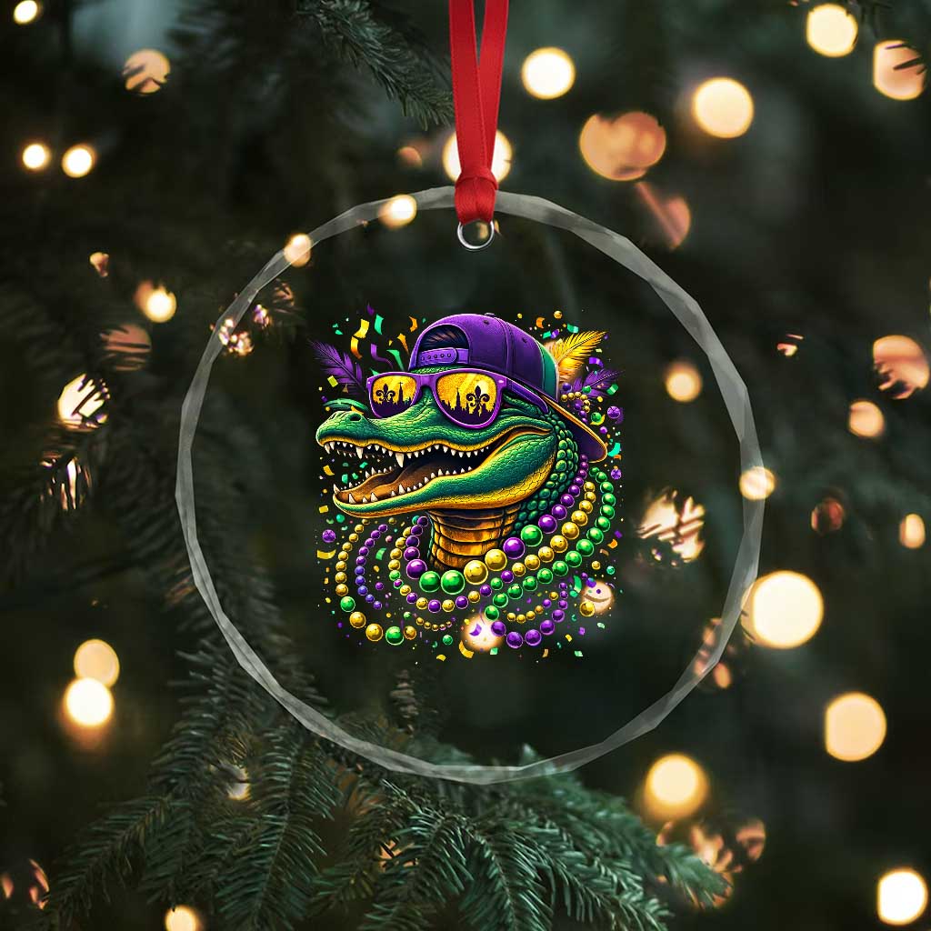 Mardigator Mardi Gras Alligator Carnival Beads Crystal Glass Ornament TS11 Print Your Wear