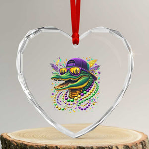 Mardigator Mardi Gras Alligator Carnival Beads Heart Crystal Glass Ornament TS11 Transparent Glass 3'' Heart Print Your Wear