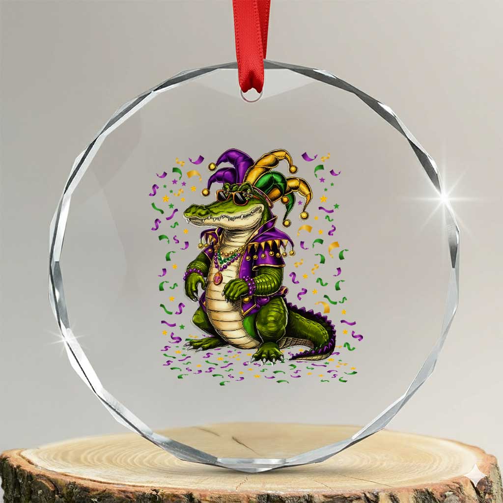 Mardigator Mardi Gras Crystal Glass Ornament Alligator Louisiana New Orleans Party Custume Beads TS10 Transparent Glass 3'' Circle Print Your Wear