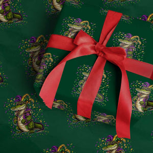 Mardigator Mardi Gras Wrapping Paper Roll Alligator Louisiana New Orleans Party Custume Beads TS10 Green Print Your Wear