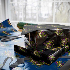 Mardigator Mardi Gras Wrapping Paper Roll Alligator Louisiana New Orleans Party Custume Beads TS10 Black Print Your Wear