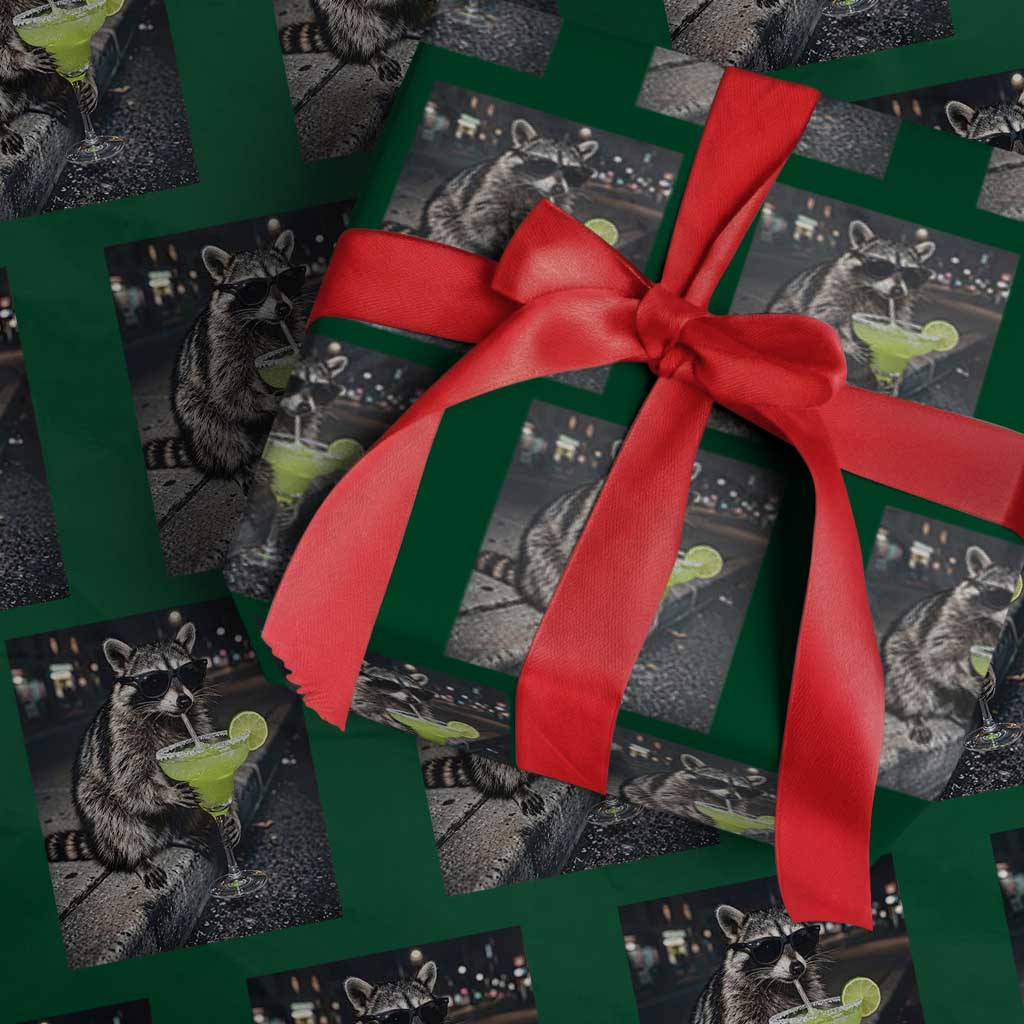 Margarita Cocktail Wrapping Paper Roll Funny Raccoon Mexican Food Meme TS14 Green Print Your Wear