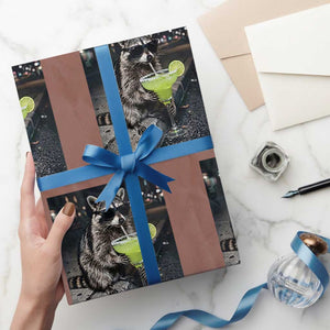 Margarita Cocktail Wrapping Paper Roll Funny Raccoon Mexican Food Meme TS14 Mocha Print Your Wear