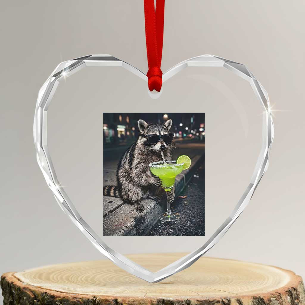 Margarita Cocktail Heart Crystal Glass Ornament Funny Raccoon Mexican Food Meme TS14 Transparent Glass 3'' Heart Print Your Wear