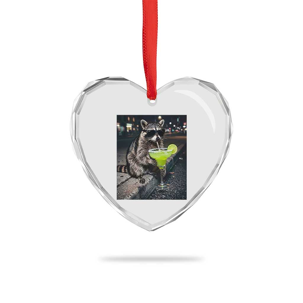 Margarita Cocktail Heart Crystal Glass Ornament Funny Raccoon Mexican Food Meme TS14 Print Your Wear